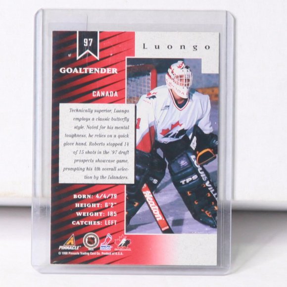 Roberto Luongo Pinnacle Zenith Rookie Card 1998 Team Canada - Picture 2 of 2